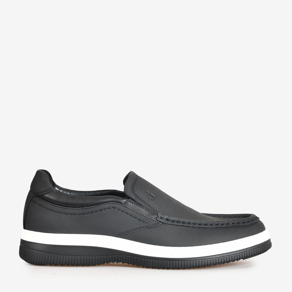 Flower Siyah Deri Erkek Loafer