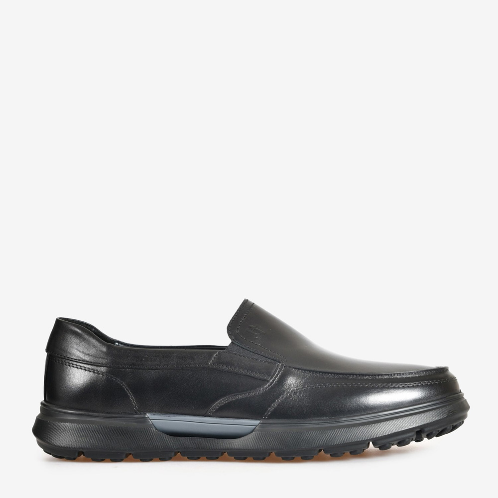 Flower Siyah Deri Erkek Loafer