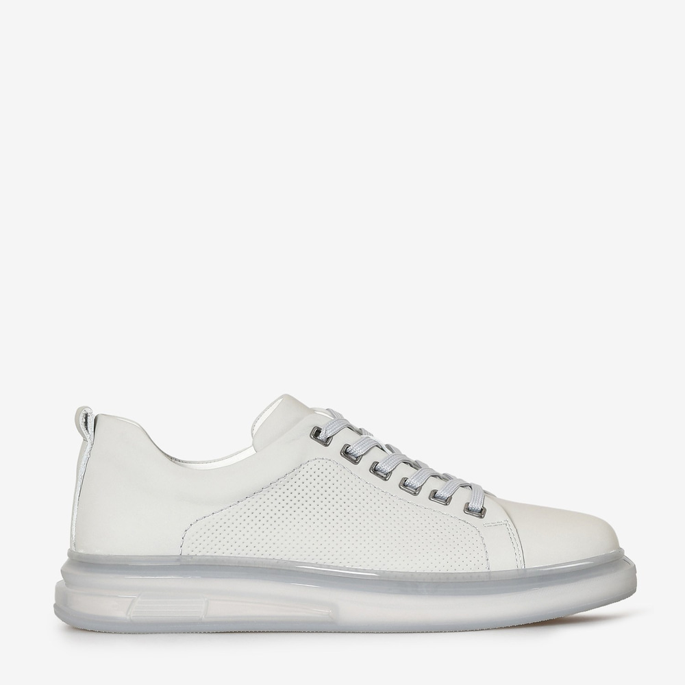 Gri Deri Şeffaf Taban Erkek Sneakers