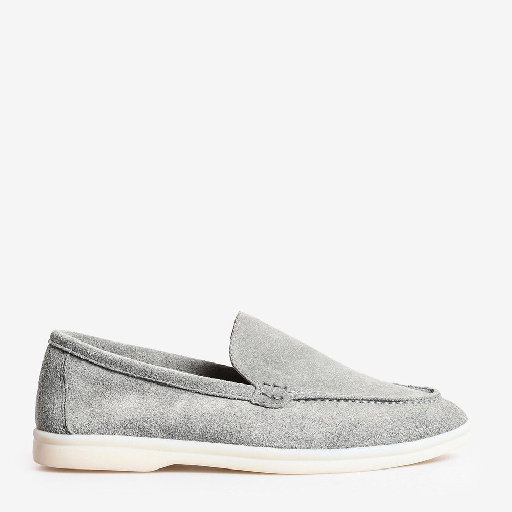 Gri Düz Süet Kadın Loafer