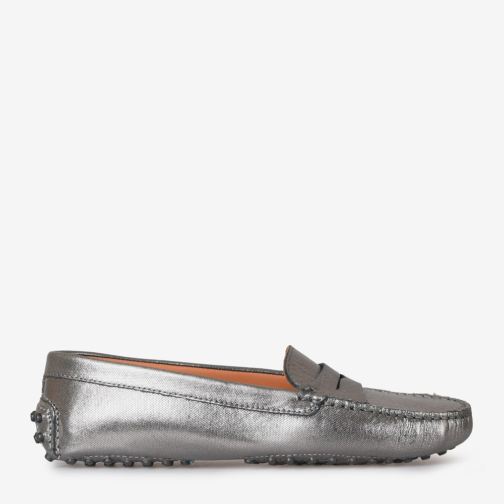 Gümüş Deri Kadın Loafer