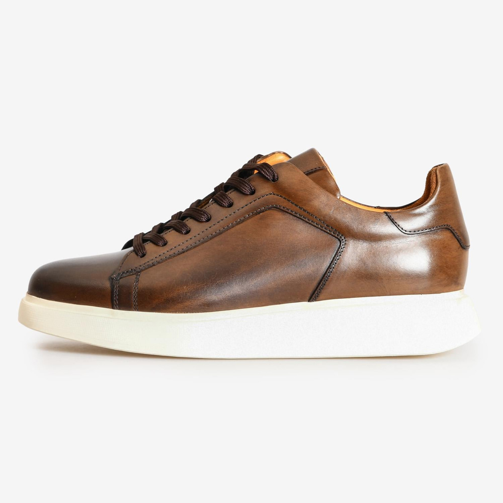 Kahve Deri Bağcıklı Erkek Sneaker
