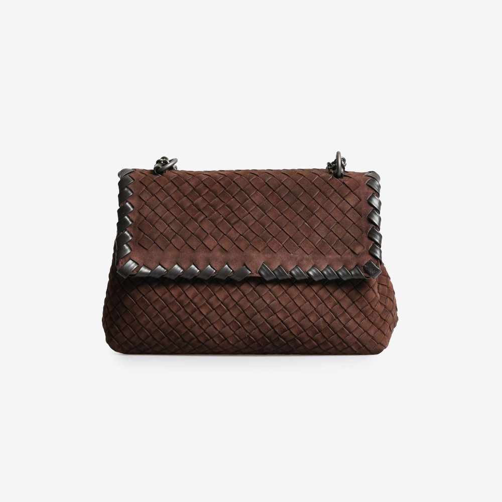 Kahve Örgü Süet  Kadın Askılı Çanta