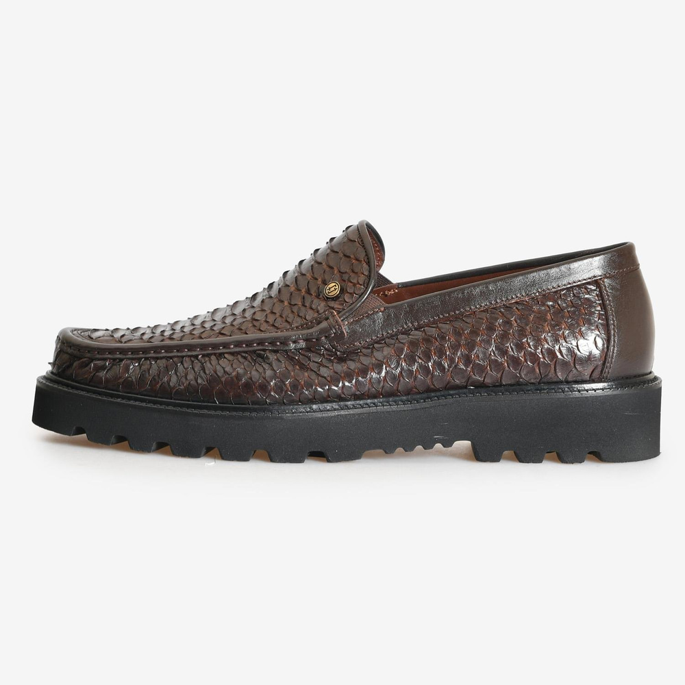 Kahve Piton Deri Erkek Loafer