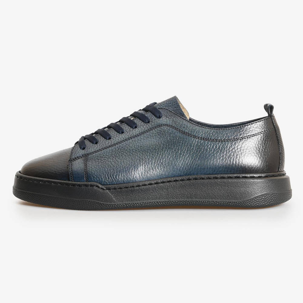 Lacivert Deri Erkek Bağcıklı Sneaker