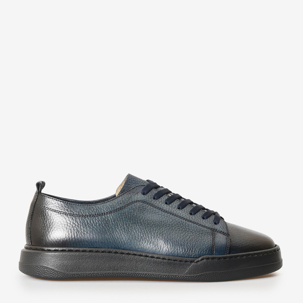 Lacivert Deri Erkek Bağcıklı Sneaker