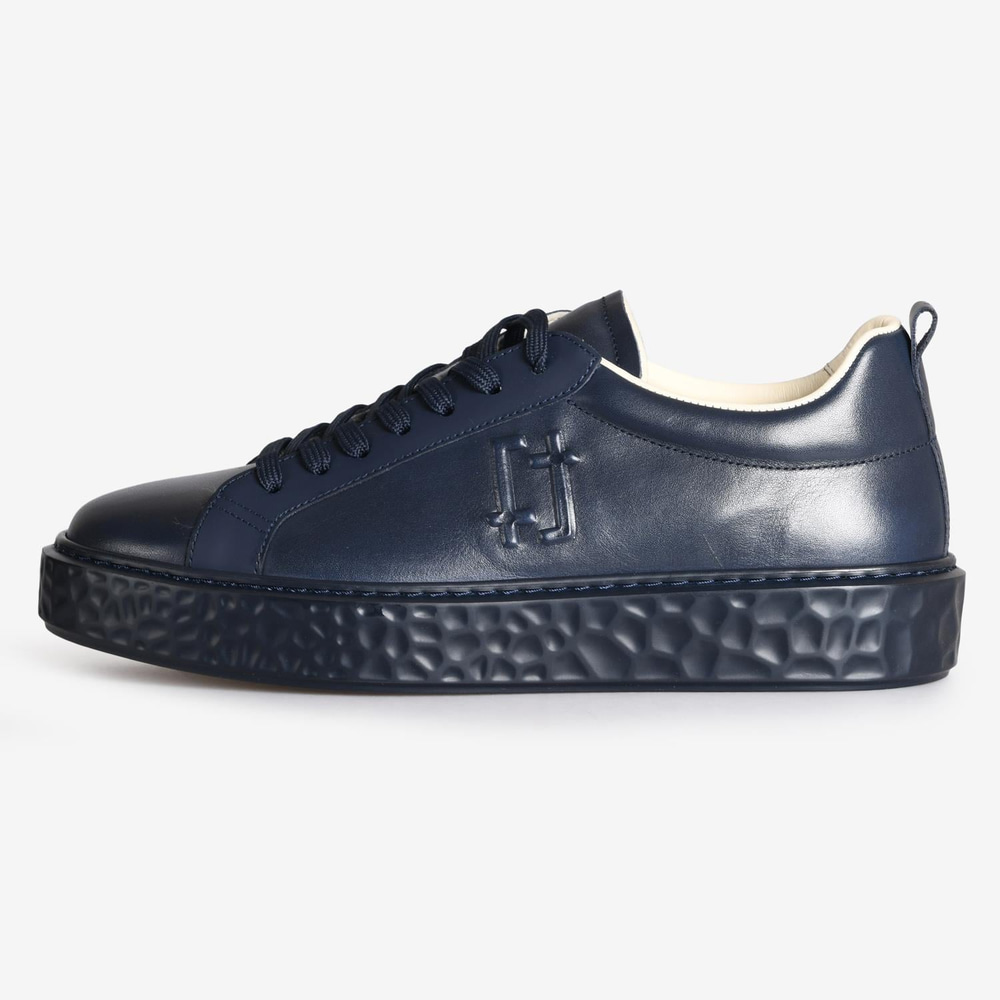 Lacivert Deri Logo Detaylı Erkek Sneaker