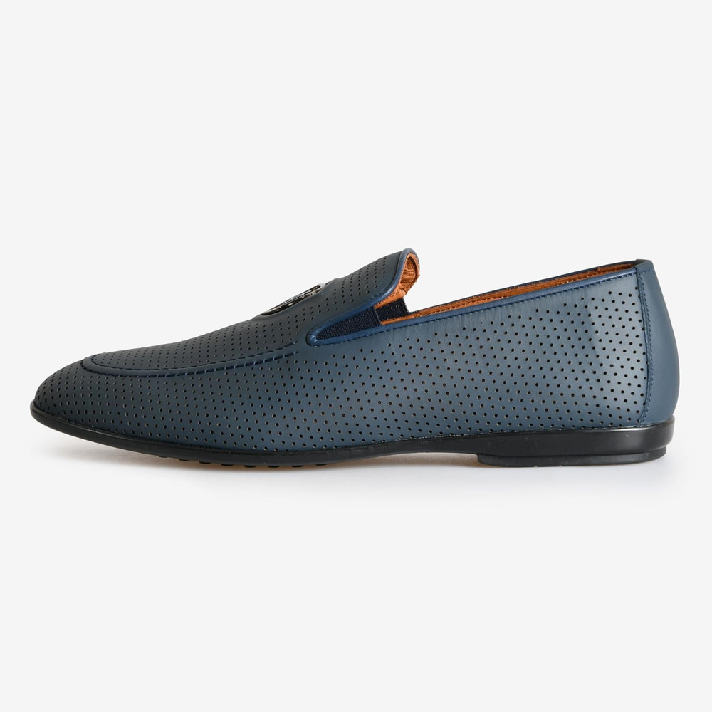 Lacivert Deri Logolu Erkek Loafer