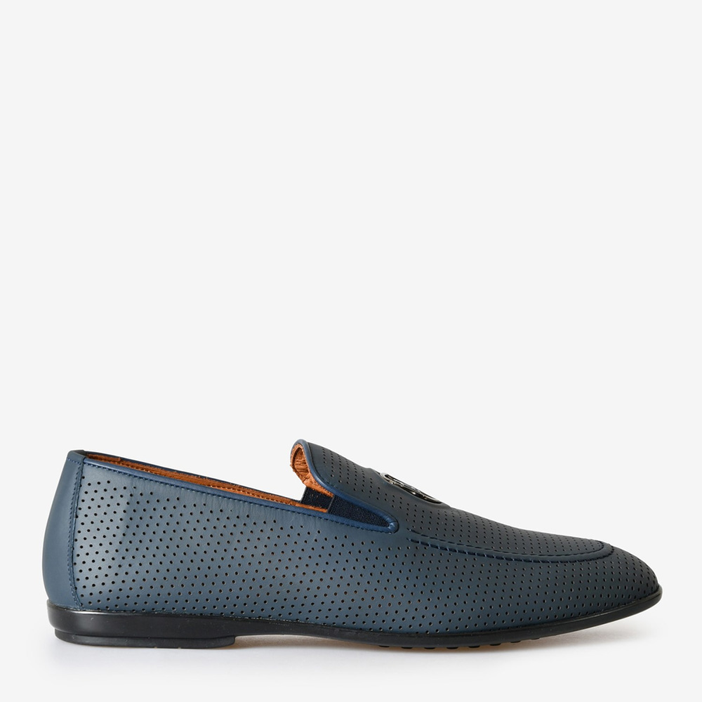 Lacivert Deri Logolu Erkek Loafer