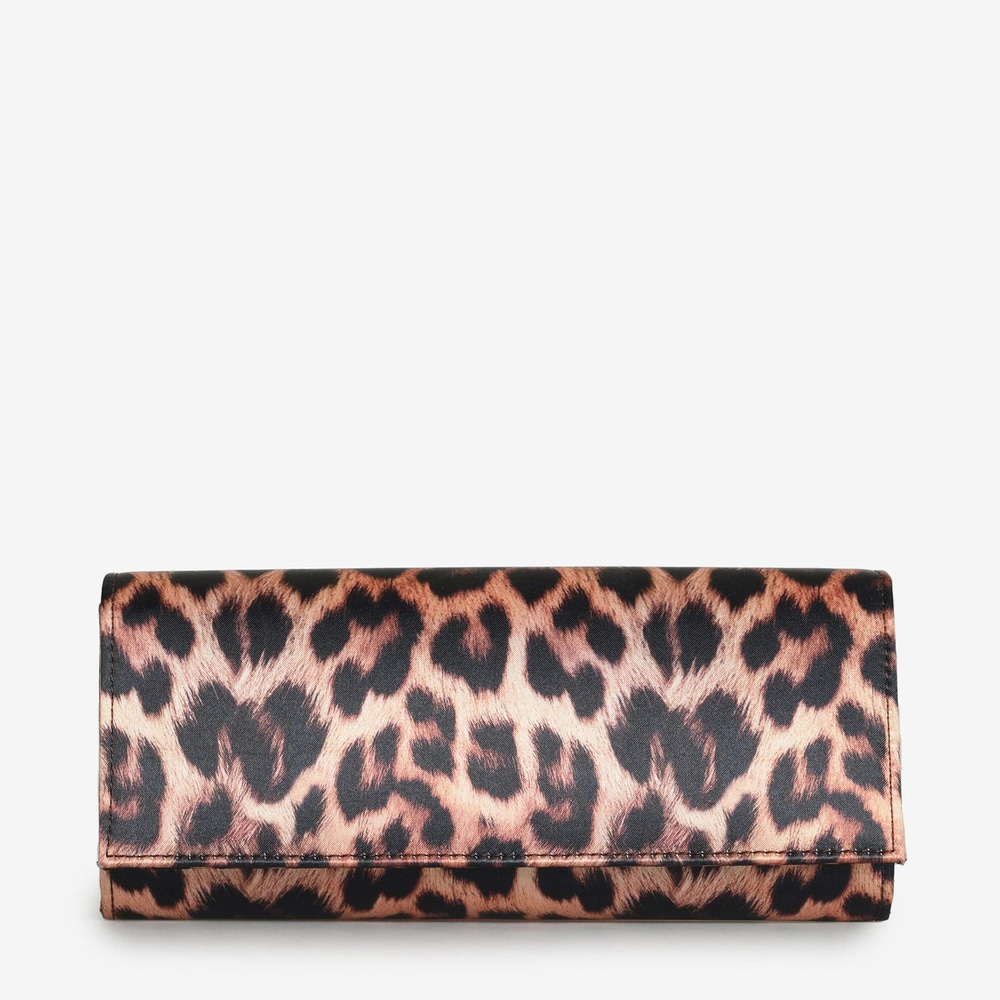 Leopar Saten Kadın El Çantası