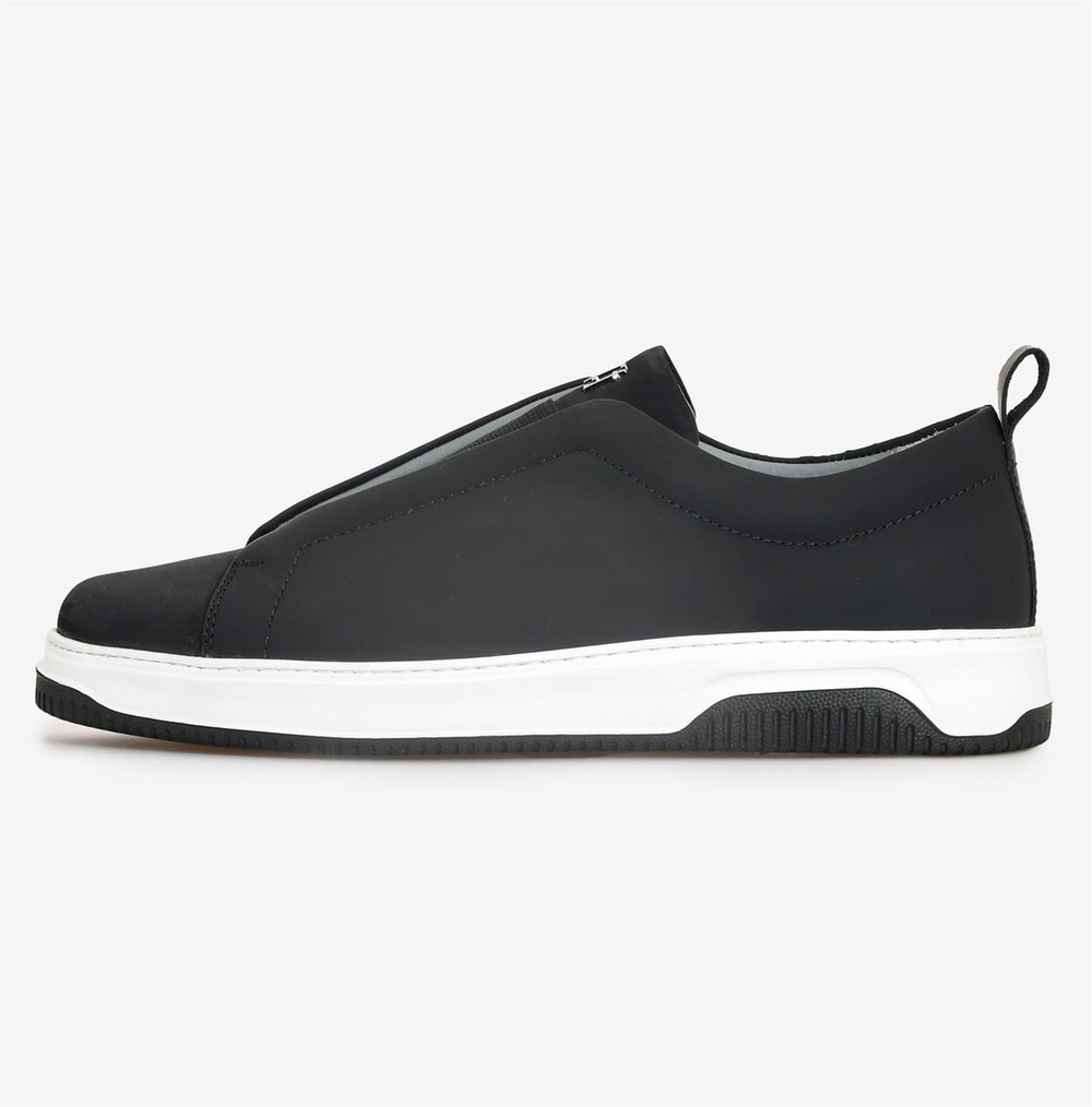 Siyah Bağcıksız Deri Erkek Sneaker