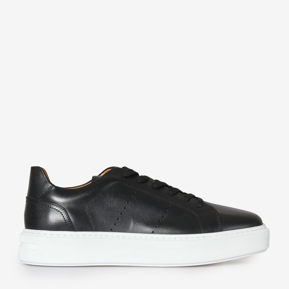 Siyah Deri Bağcıklı Erkek Sneaker