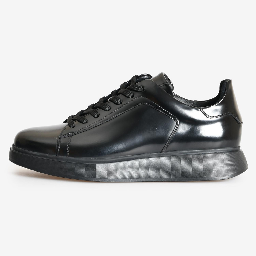 Siyah Deri Bağcıklı Erkek Sneaker
