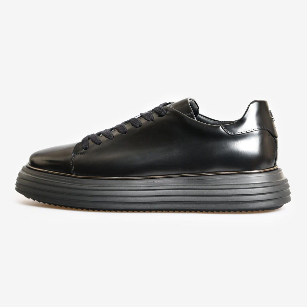 Siyah Deri Bağcıklı Erkek Spor Sneaker