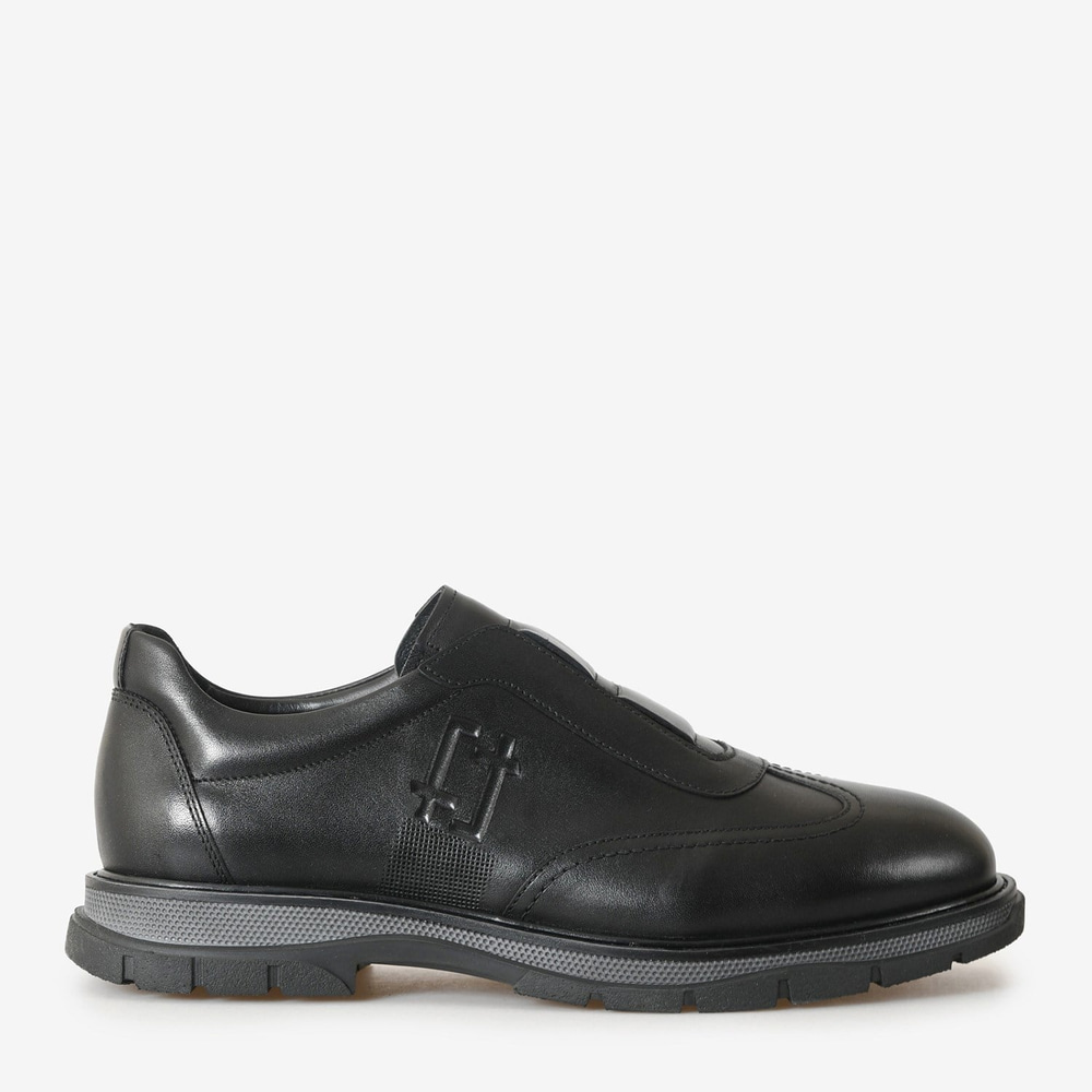 Siyah Deri Bağcıksız Erkek Sneaker