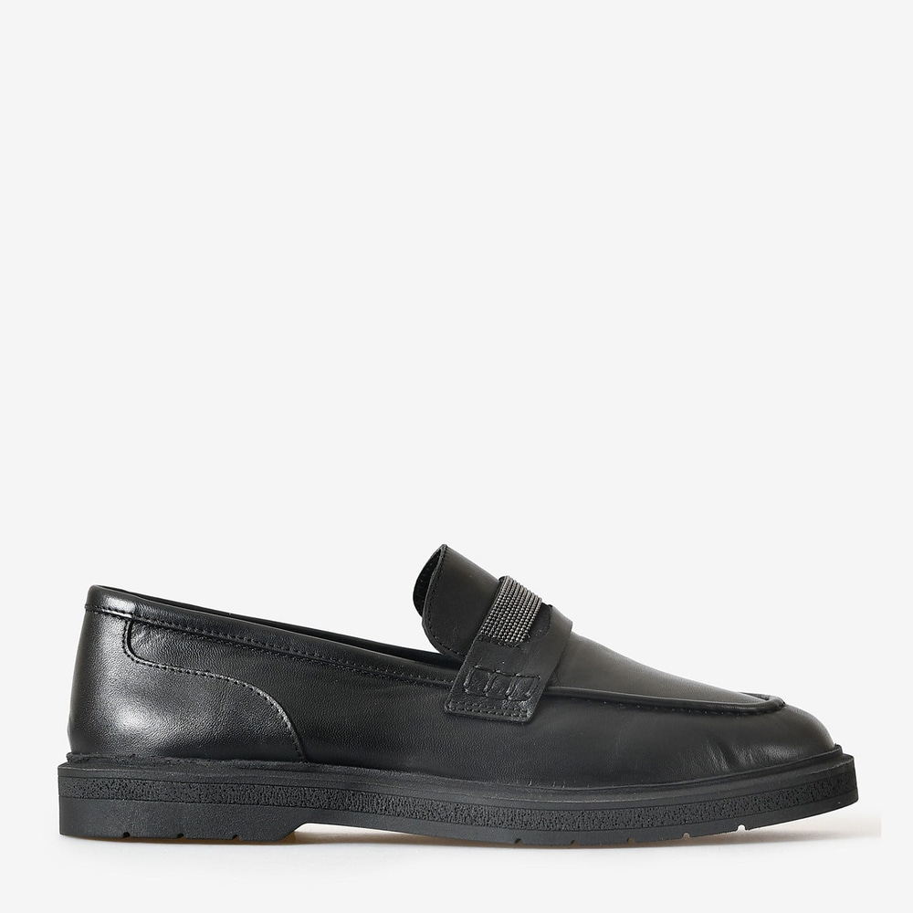 Siyah Deri Kadın Loafer