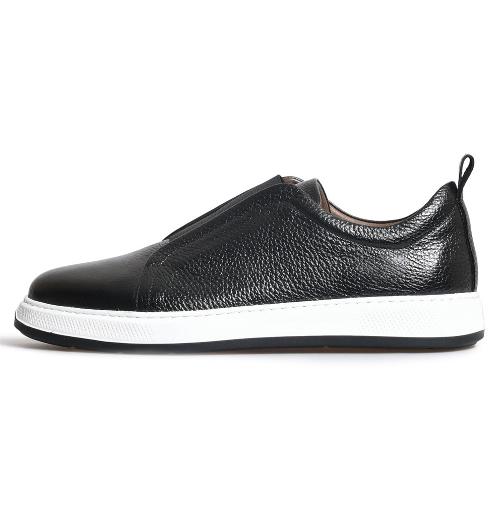Siyah Deri Lastikli Erkek Sneakers
