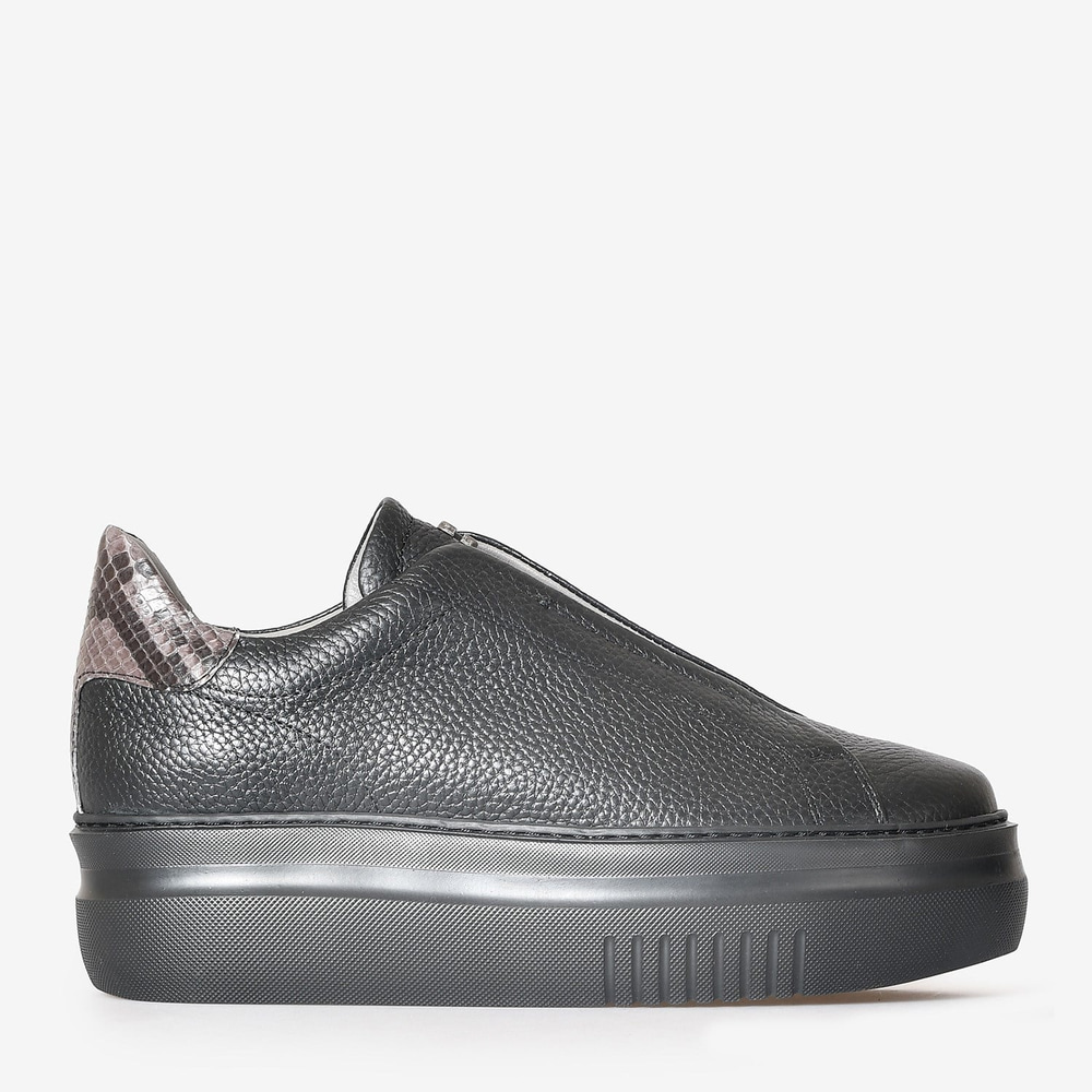 Siyah Deri Piton Kadın Sneakers
