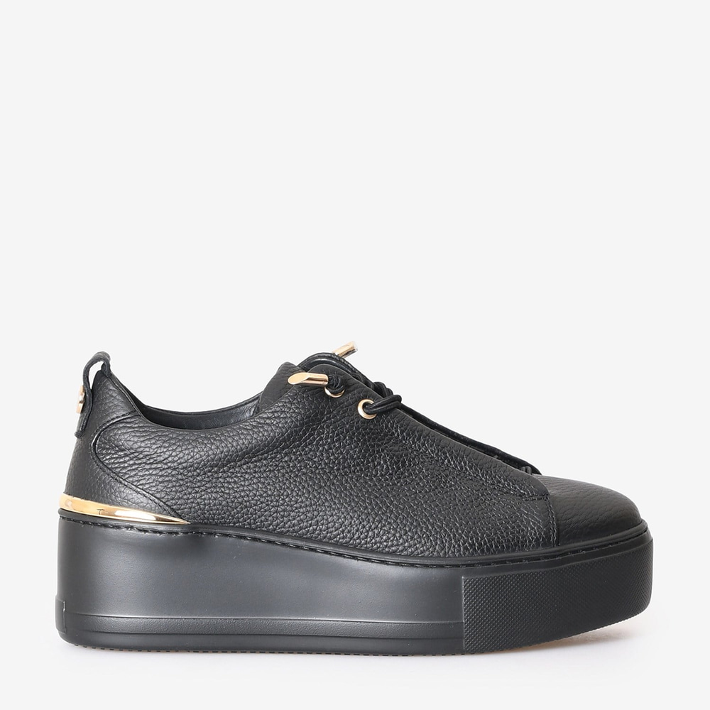 Siyah Deri Yüksek Taban Kadın Sneaker
