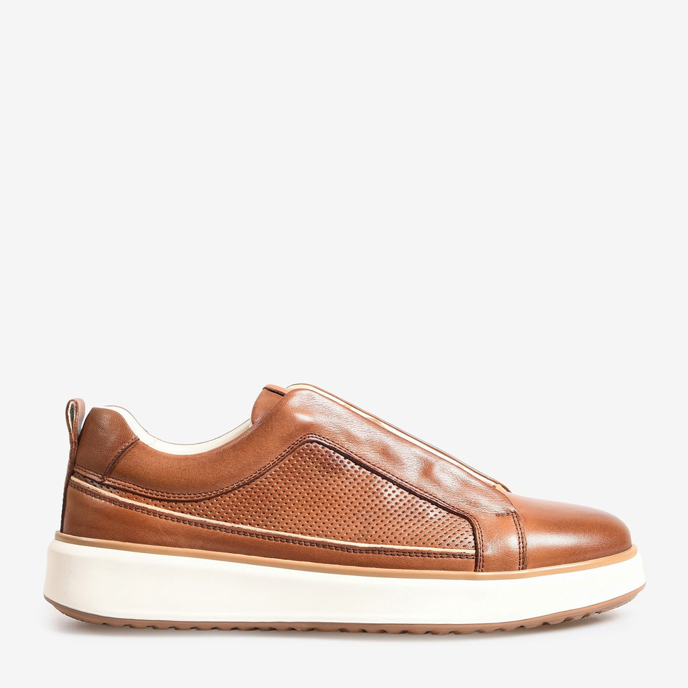 Taba Deri Bağcıklı Erkek Sneaker