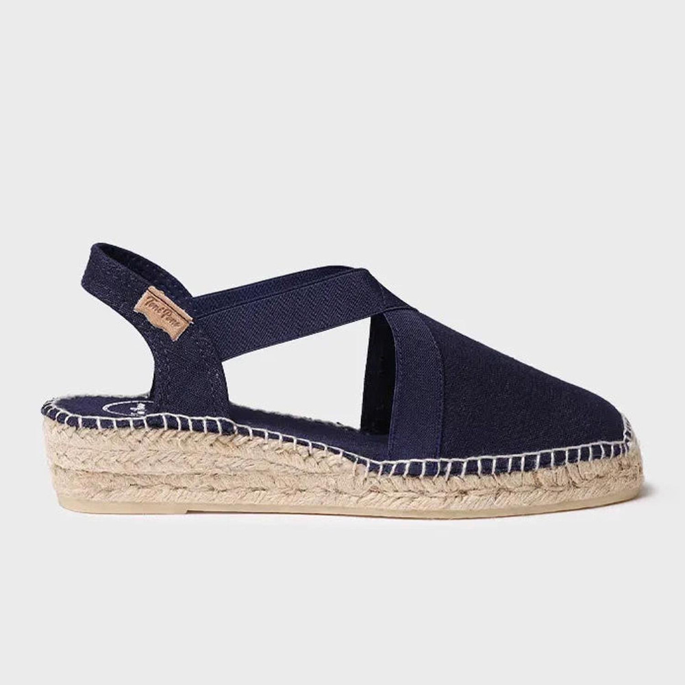 Toni Pons Lacivert Verona Düz Lastikli Vegan Espadril Kadın Sandalet