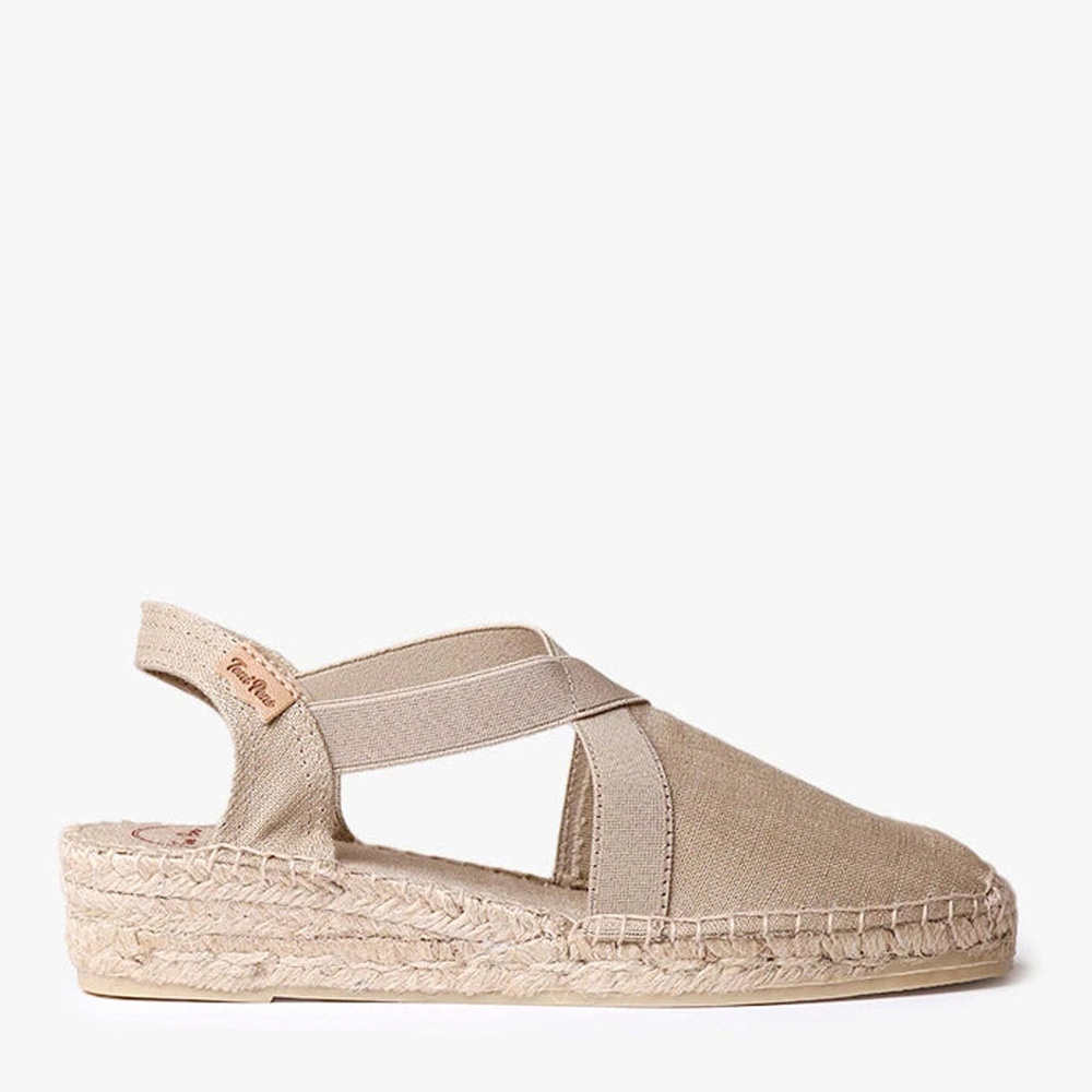 Toni Pons Verona Bej Düz Lastikli Vegan Espadril Kadın Sandalet