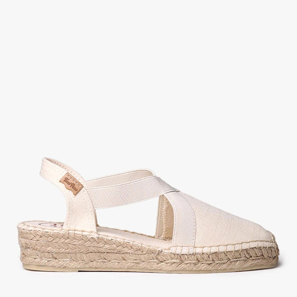 Toni Pons Verona Ekru Düz Lastikli Vegan Espadril Kadın Sandalet