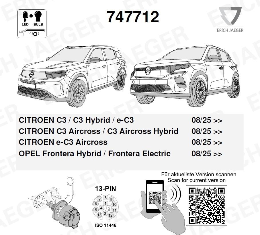 CITROEN C3 Aircross 2025- Römork Tesisatı 13P