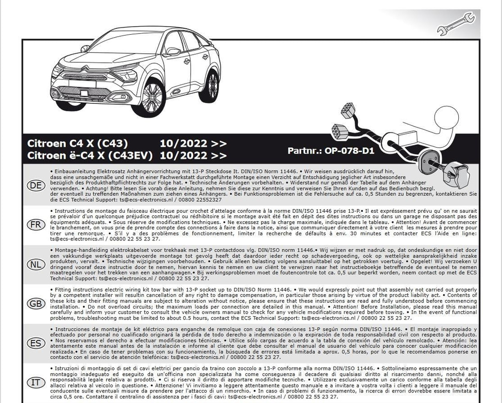 CITROEN C4 2021- Römork Tesisatı 13P