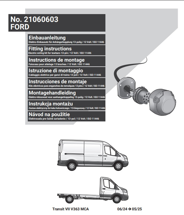 FORD Transit 2024-2025 Römork Tesisatı 13P