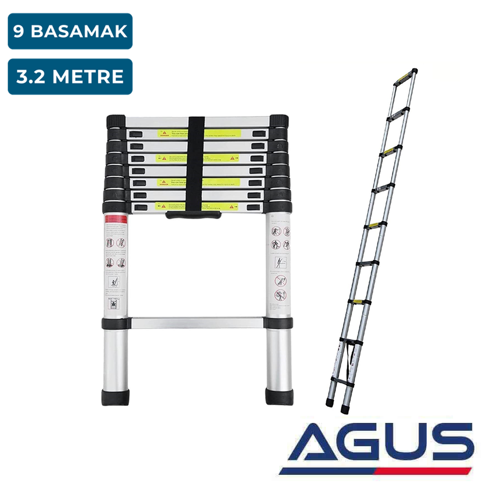 Karavan & Tekne Katlanır Alüminyum Teleskobik Merdiven 9 Basamaklı 3.2 Metre