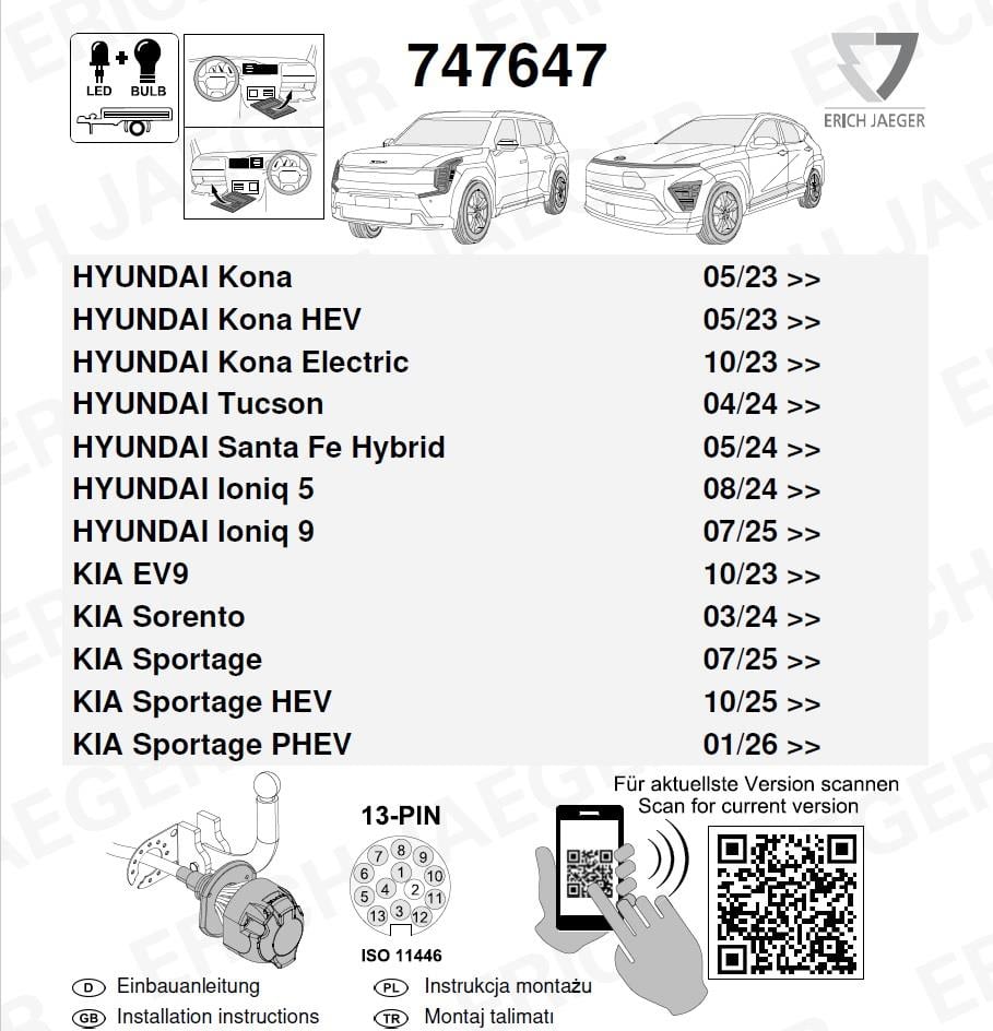 KIA Sportage 2025- Römork Tesisatı 13P