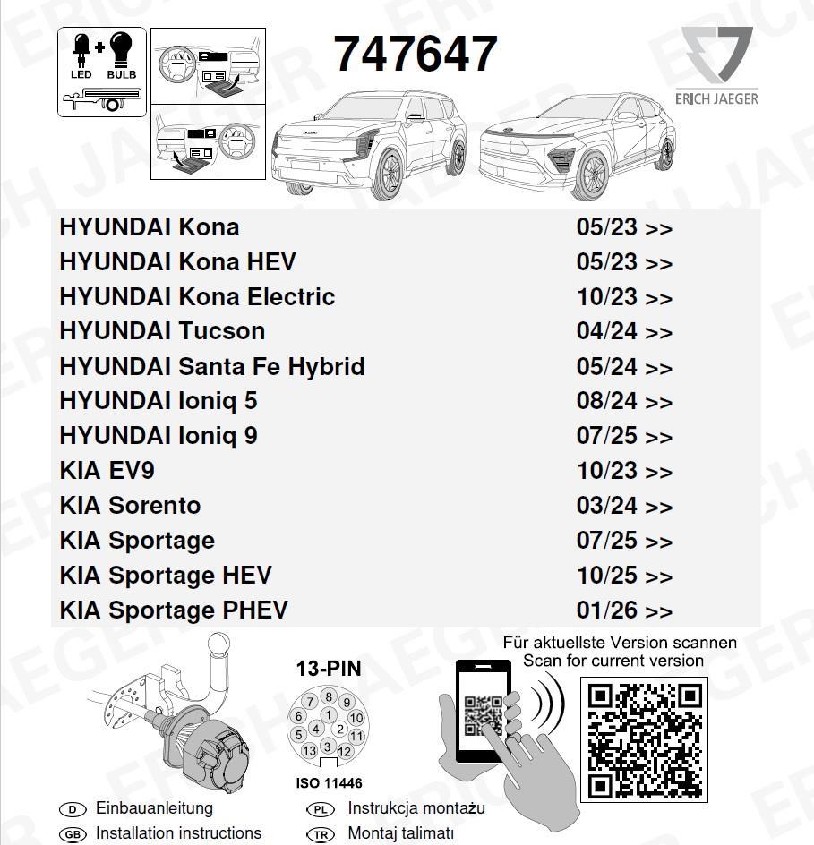 HYUNDAI Ioniq 9 2025- Römork Tesisatı 13P