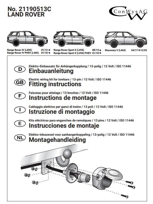 LAND ROVER Range Rover 2013-2022 Römork Tesisatı 13P