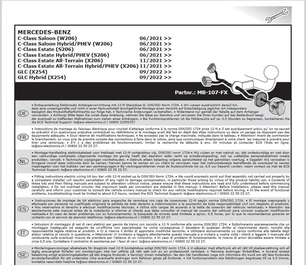 MERCEDES E Serisi W214,T214 2023- Römork Tesisatı 13P