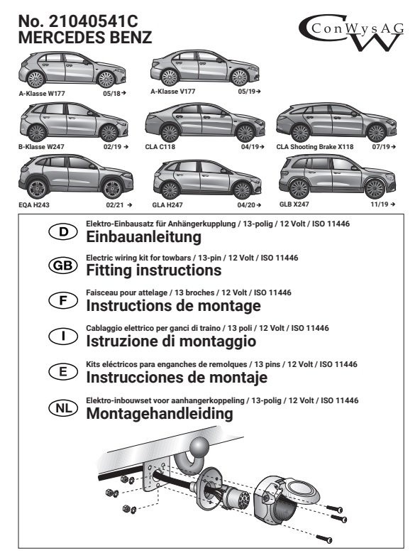 MERCEDES EQA H243 2021- Römork Tesisatı 13P