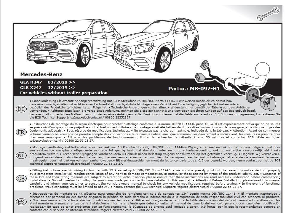 MERCEDES GLB X247 2019- Römork Tesisatı 13P