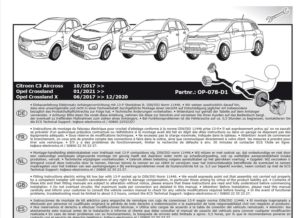 OPEL Crossland Römork Tesisatı 13P