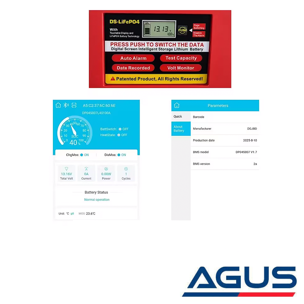 Outdo 12V Lifepo4 200Ah Dijital Ekranlı Smart Lityum Akü 
