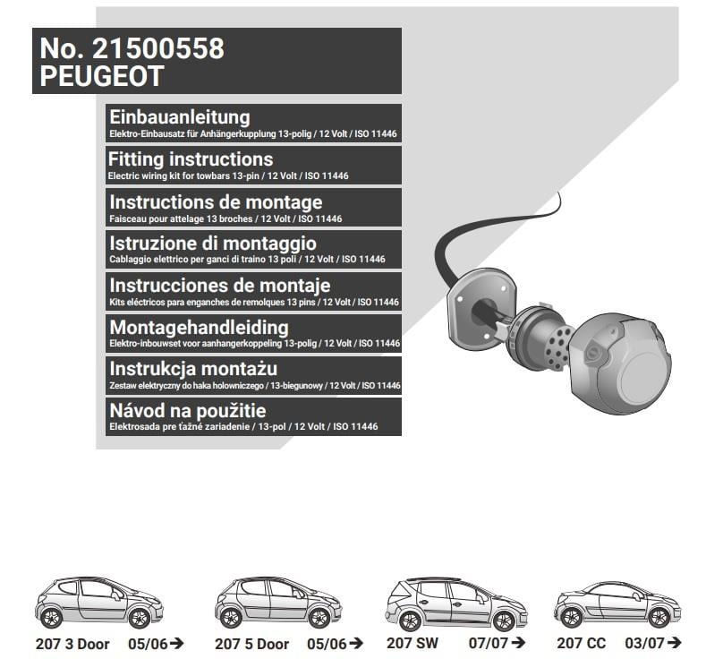 PEUGEOT 207 2006-2012 Römork Tesisatı 13P