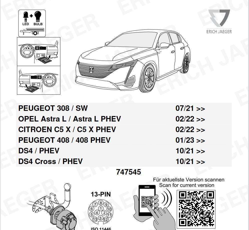 OPEL Astra L 2021- Römork Tesisatı 13P