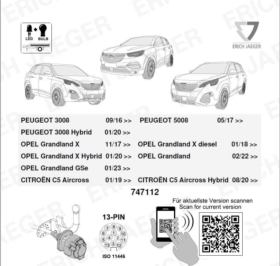 PEUGEOT 5008 2017-2024 Römork Tesisat 13P