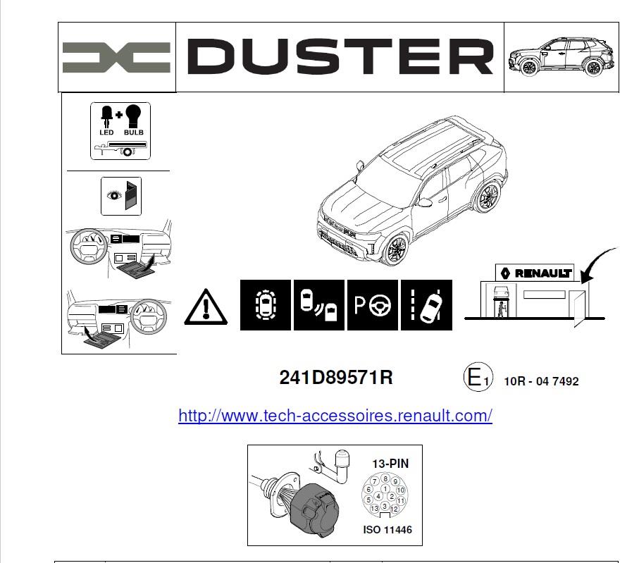 RENAULT Duster 2024- Römork Tesisatı 13P