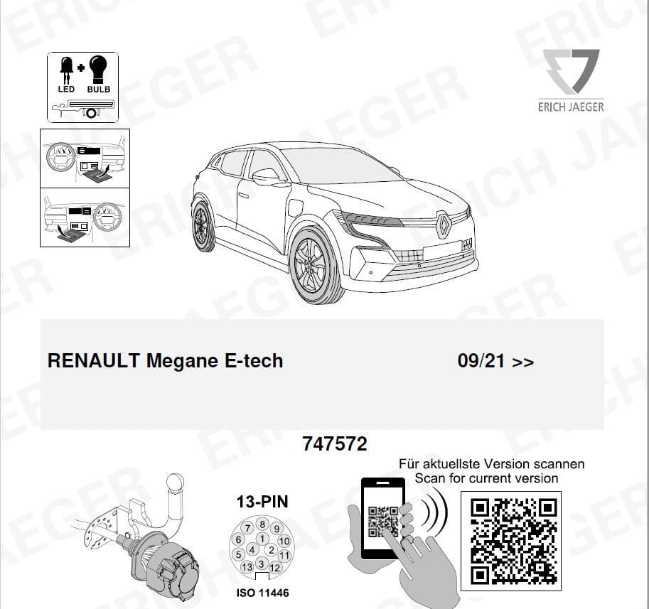 RENAULT Megane 2020- Römork Tesisatı 13P