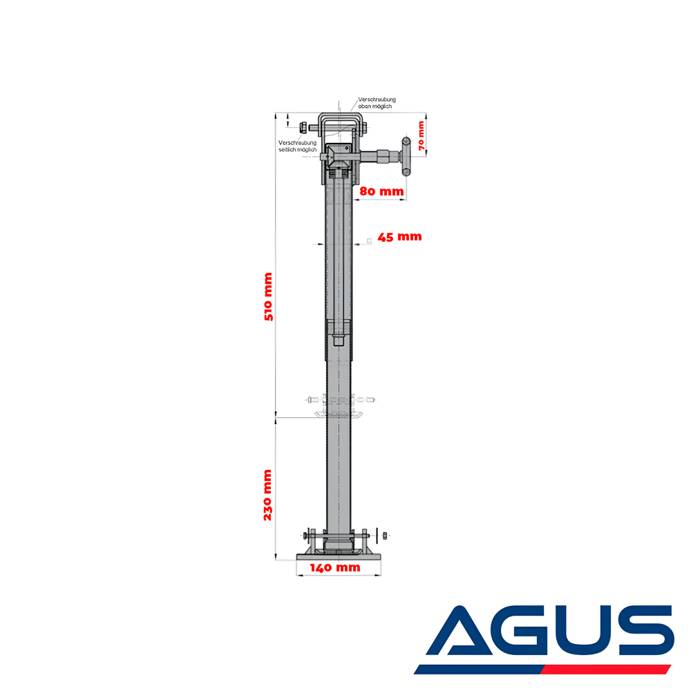 SUGA 45 Derece Dönebilir Destek Pivot Ayak 500 KG 510MM-740MM
