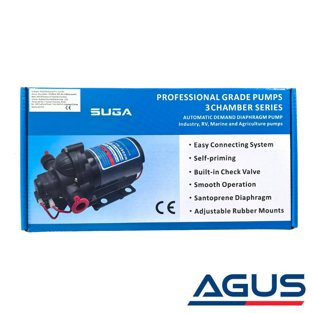 Suga Karavan & Tekne Hidrofor Pompası 12V 7.5 Litre 31 PSI/2.1 Bar