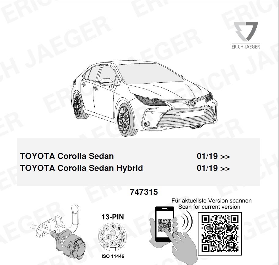 TOYOTA Corolla 2019- Römork Tesisatı 13P