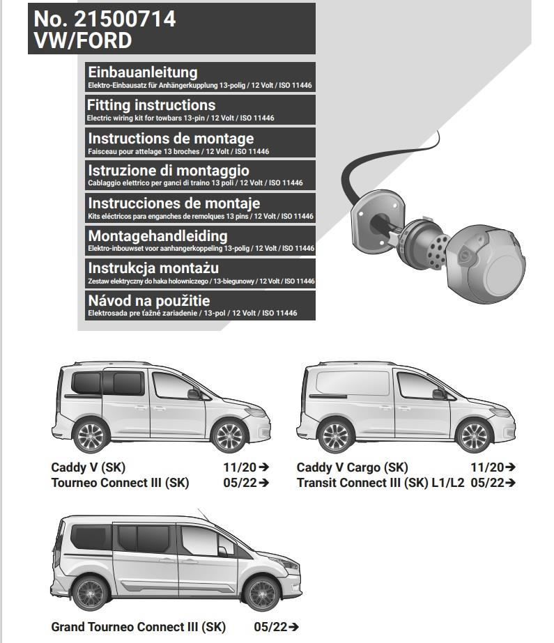 VOLKSWAGEN Caddy 2020- Römork Tesisatı 13P