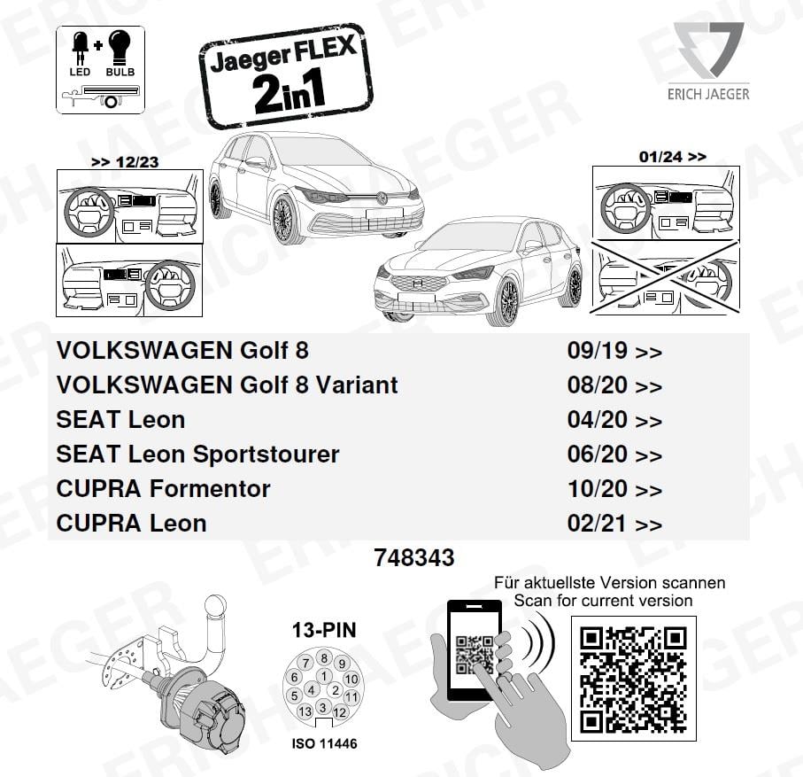VOLKSWAGEN Golf 2024- Römork Tesisatı 13P