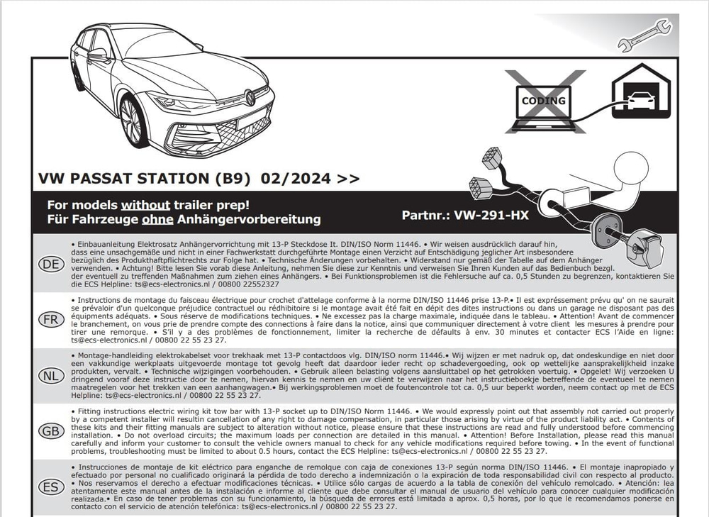 VOLKSWAGEN Passat 2024- Römork Tesisatı 13P